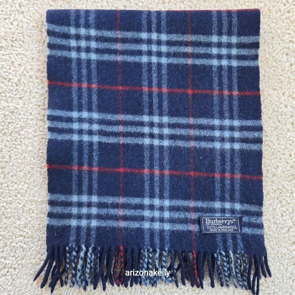 Burberry Accessories - Vintage Burberry Wool Blue Nova Check Plaid Scarf EXCELLENT CONDITION Lambswool